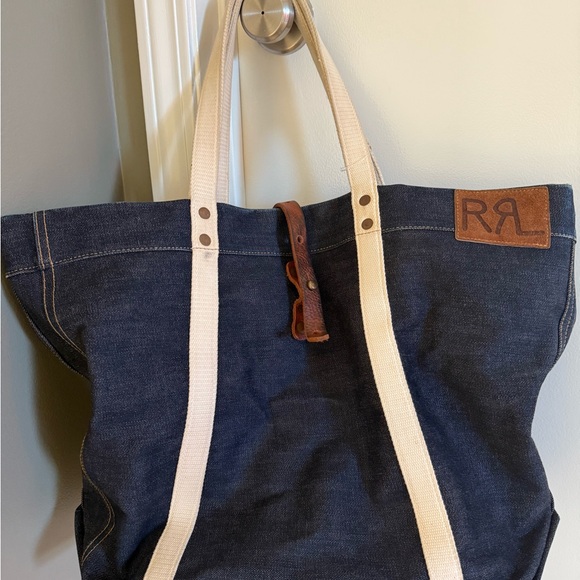 RRL Ralph Lauren Denim Tote Bag Indigo H 56 x W 41 x D 20.5cm - Picture 1 of 12